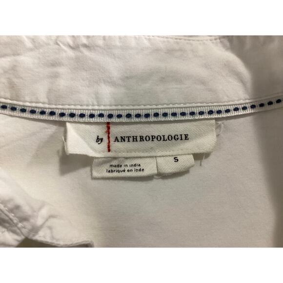 Anthropologie long-sleeved popover shirt cotton V-neck buttoned cuffs size S - Picture 6 of 6